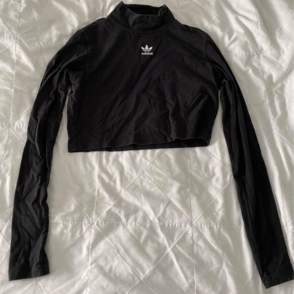 Adidas black cropped long-sleeved top
